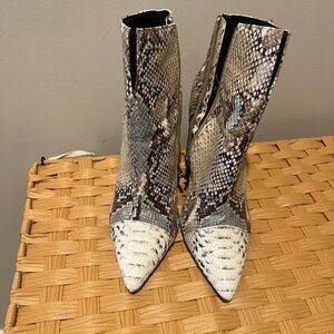 Snakeskin Patterned Ankle Boots